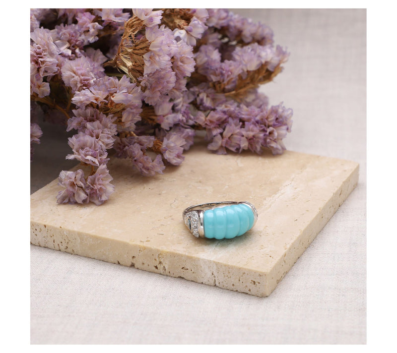 Ariva Sterling Silver Turquoise & Topaz ChathamRing — View 5