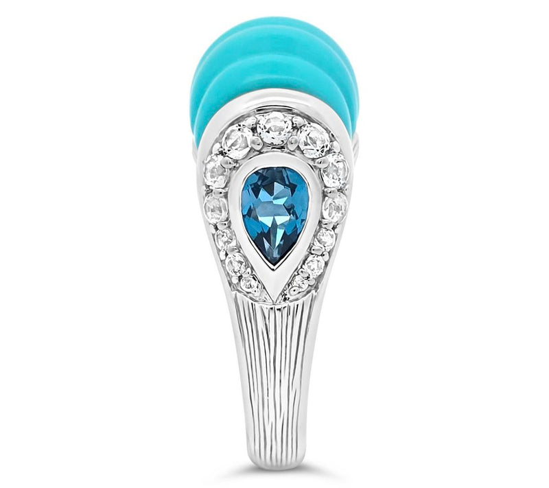 Ariva Sterling Silver Turquoise & Topaz ChathamRing — View 4