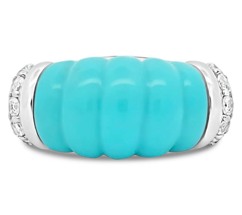 Ariva Sterling Silver Turquoise & Topaz ChathamRing — View 2