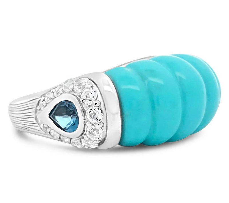 Ariva Sterling Silver Turquoise & Topaz ChathamRing — Main view
