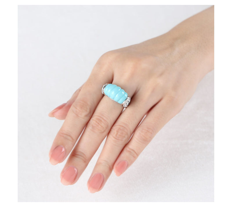 Ariva Sterling Silver Turquoise & Topaz ChathamRing — View 6