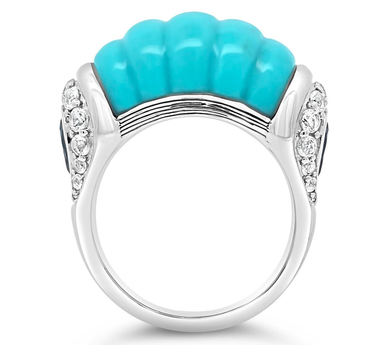 Ariva Sterling Silver Turquoise & Topaz ChathamRing — View 3