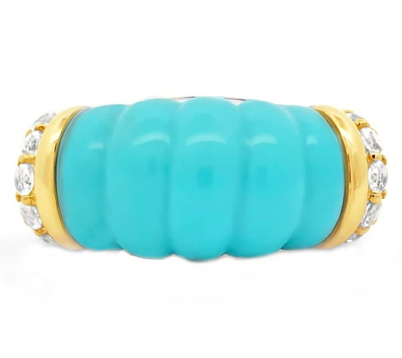 Ariva 18K Gold Clad Turquoise & Topaz Chatham Ring — View 2