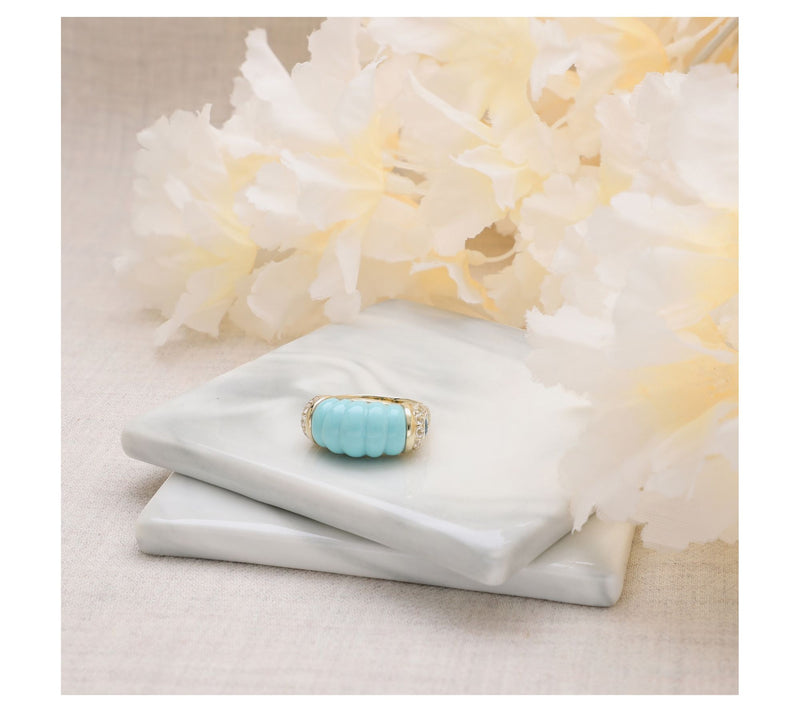 Ariva 18K Gold Clad Turquoise & Topaz Chatham Ring — View 5