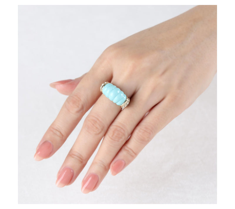 Ariva 18K Gold Clad Turquoise & Topaz Chatham Ring — View 6