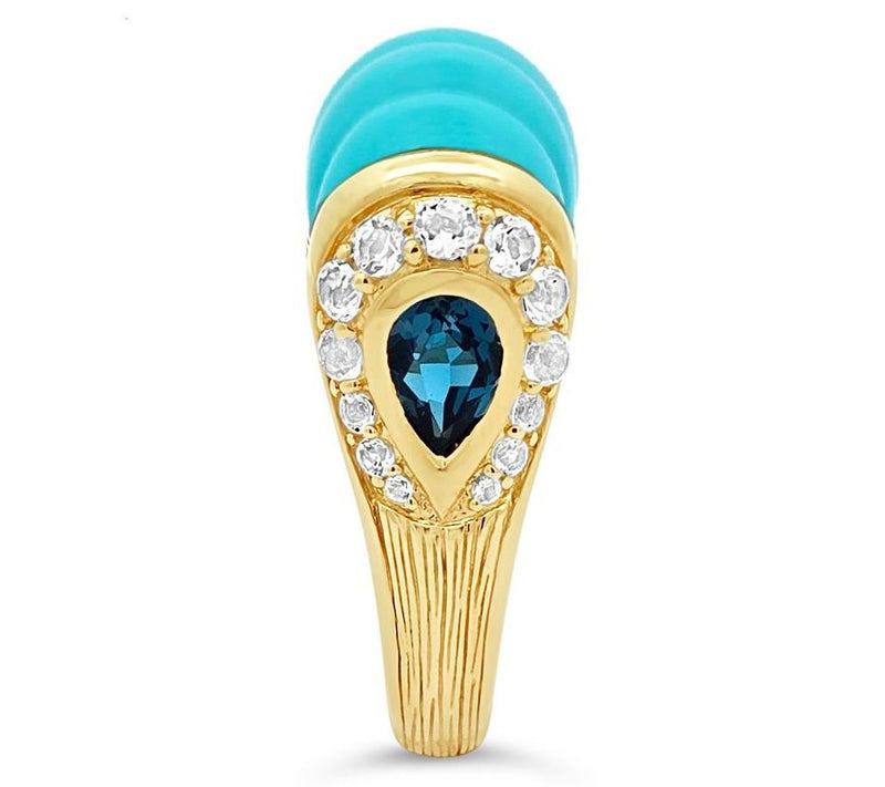 Ariva 18K Gold Clad Turquoise & Topaz Chatham Ring — View 4