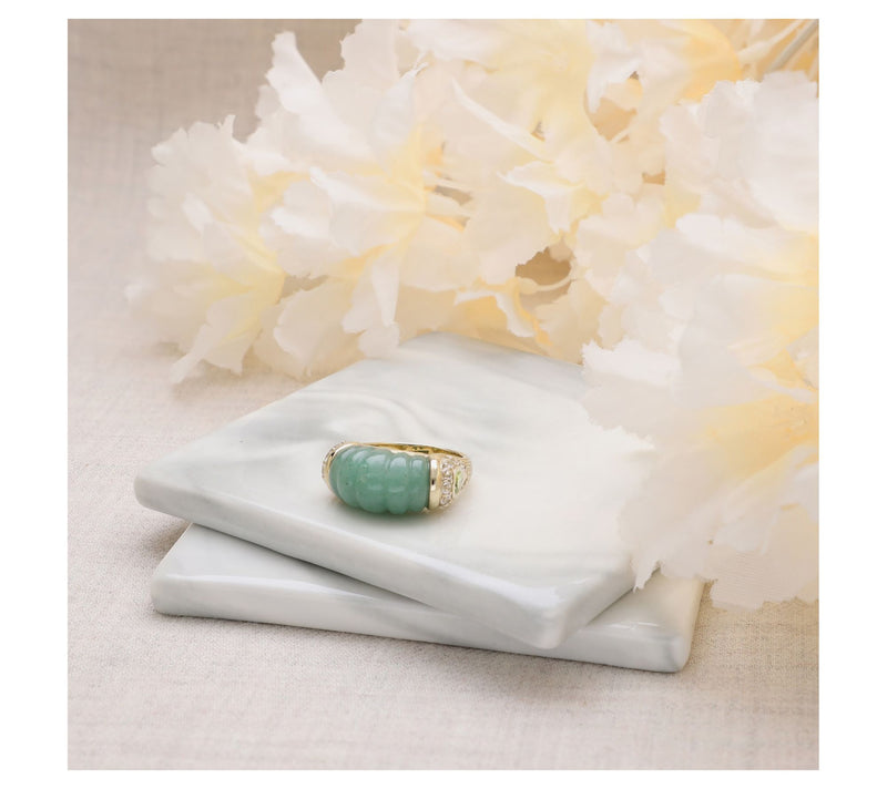 Ariva 18K Gold Clad Aventurine & Peridot Chatham Ring — View 5