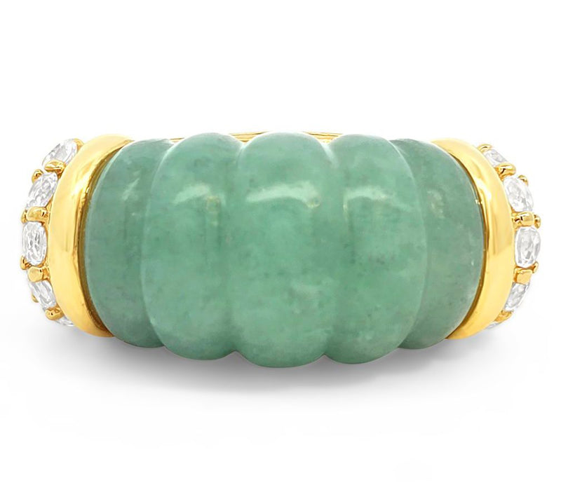 Ariva 18K Gold Clad Aventurine & Peridot Chatham Ring — View 2