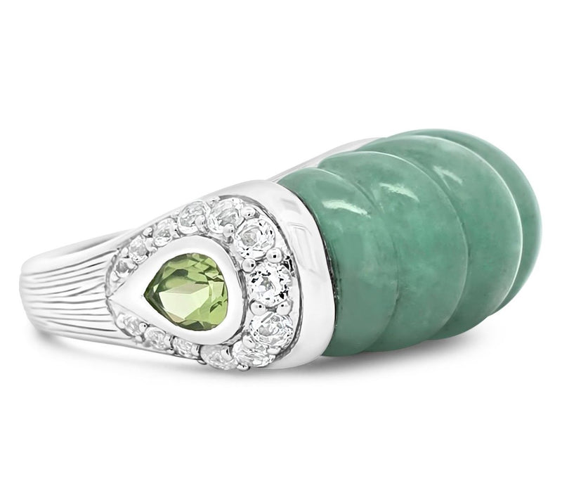 Ariva Sterling Silver Aventurine & Peridot Chatham Ring — Main view