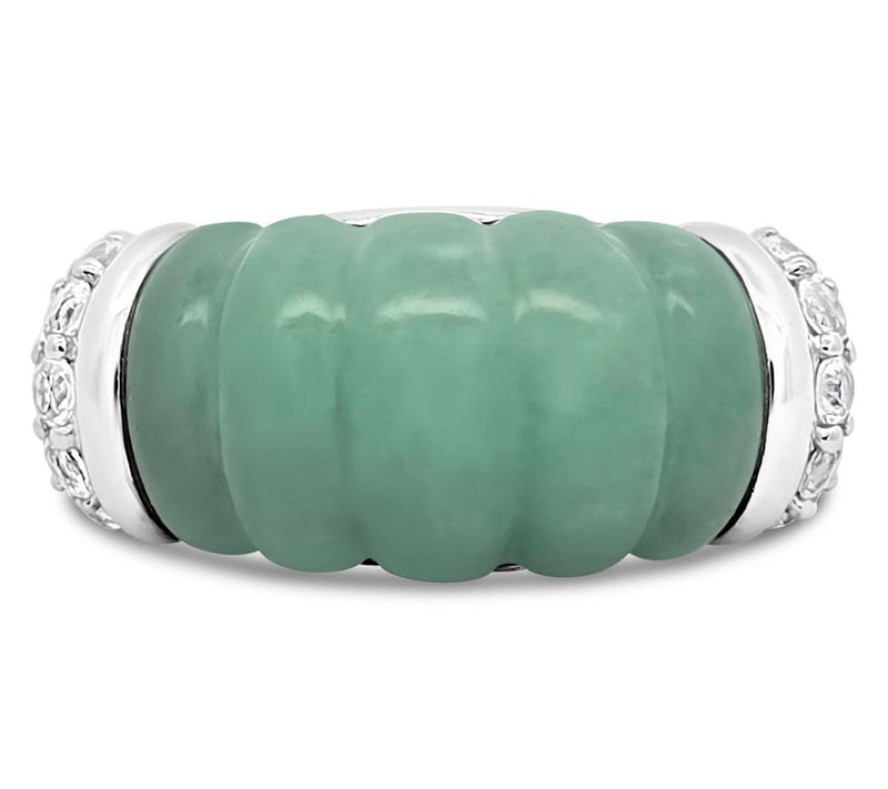 Ariva Sterling Silver Aventurine & Peridot Chatham Ring — View 2