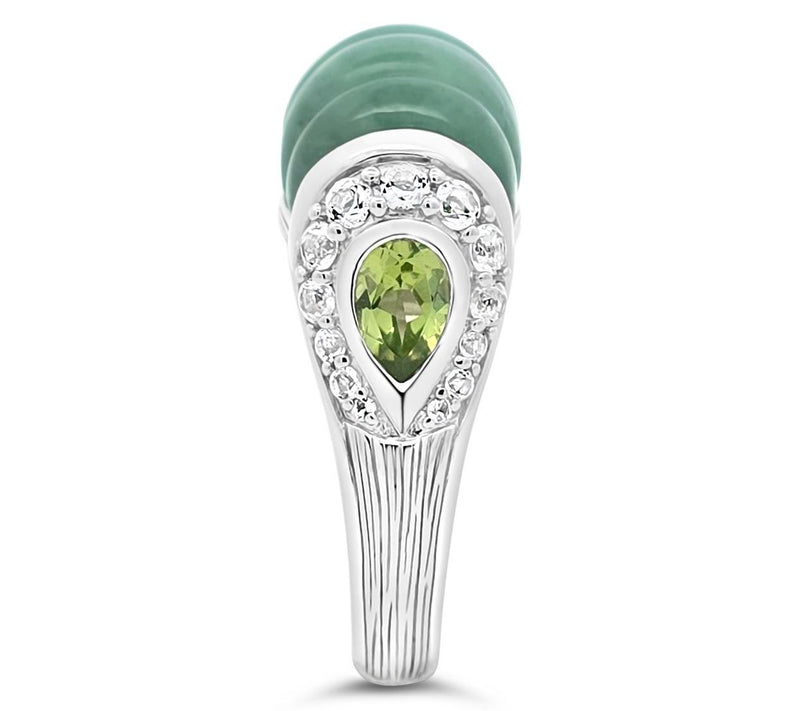 Ariva Sterling Silver Aventurine & Peridot Chatham Ring — View 4
