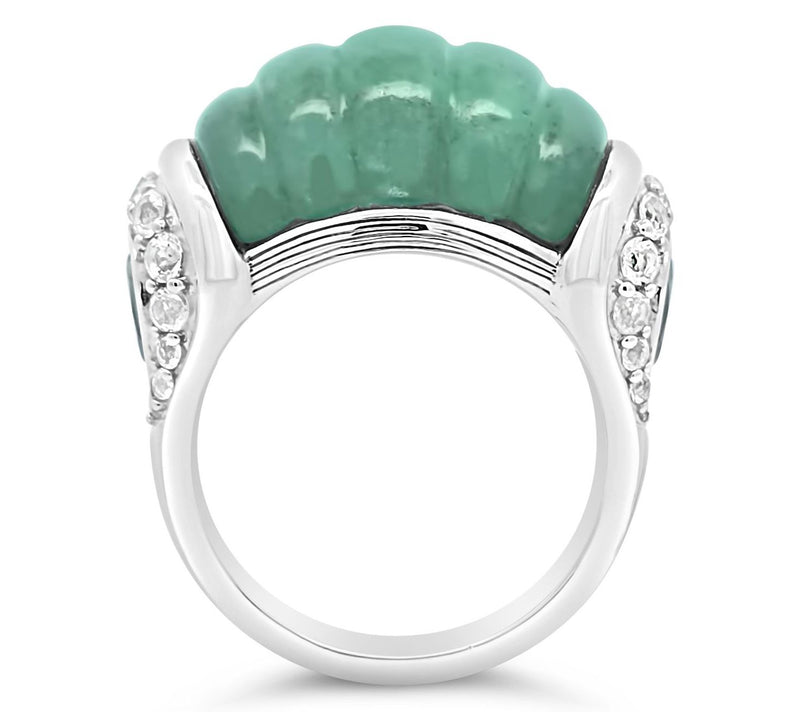 Ariva Sterling Silver Aventurine & Peridot Chatham Ring — View 3
