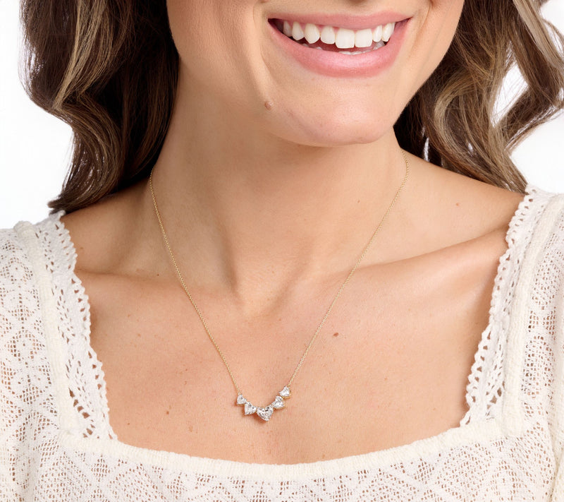 Fire Light Lab Grown Diamond 2.5cttw Heart Smile 18" Necklace, 14K — View 4