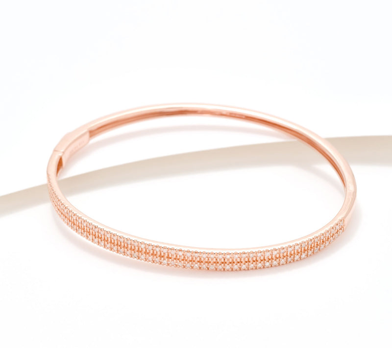 Affinity Diamonds Double Row 0.5 cttw Pave Bangle, Sterl — View 8