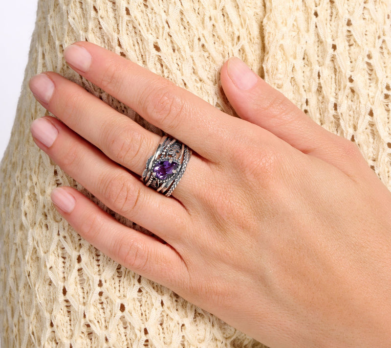 Or Paz Sterling Silver Pear Shaped Gemstone Ring — View 3