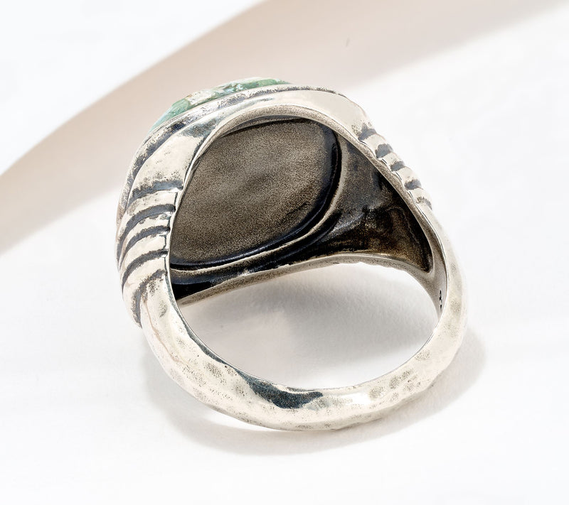 Or Paz Sterling Silver Cushion Cut Roman Glass Ring — View 3