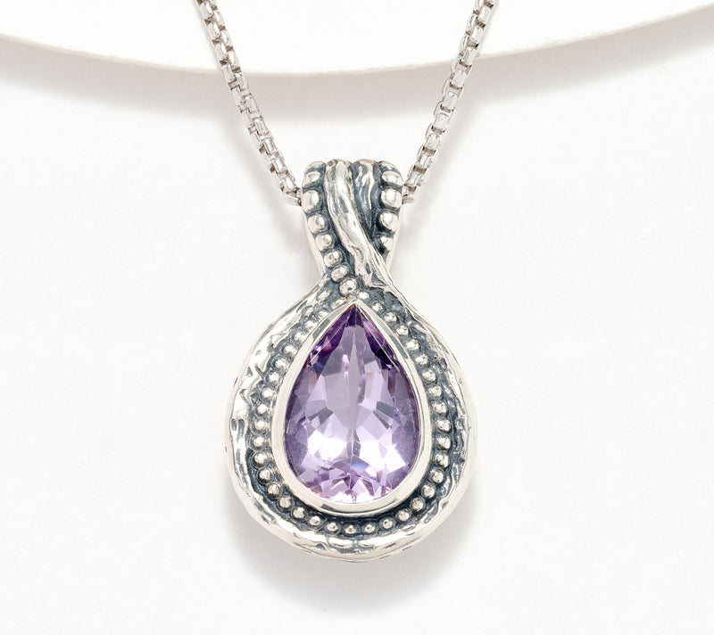 Or Paz Sterling Silver Pear Gemstone Pendant Necklace — Main view