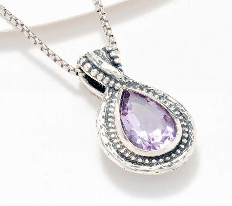 Or Paz Sterling Silver Pear Gemstone Pendant Necklace — View 3