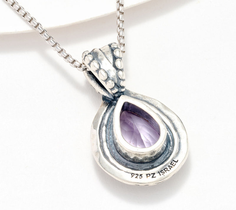 Or Paz Sterling Silver Pear Gemstone Pendant Necklace — View 4