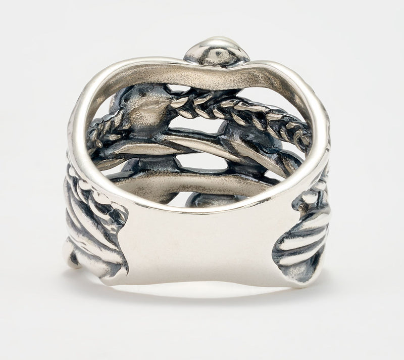 Or Paz Sterling Silver Cultured Fresh Water Pearl Multi-Row Ring — View 4