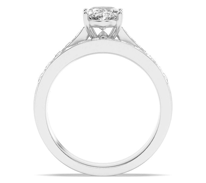 Fire Light Lab Grown Diamond Oval Cut Wedding R ing Set, 14K — View 4
