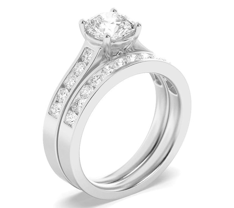 Fire Light Lab Grown Diamond Round Cut Wedding Ring Set, 14K — View 2
