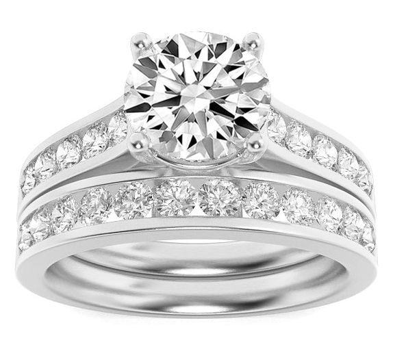 Fire Light Lab Grown Diamond Round Cut Wedding Ring Set, 14K — View 6