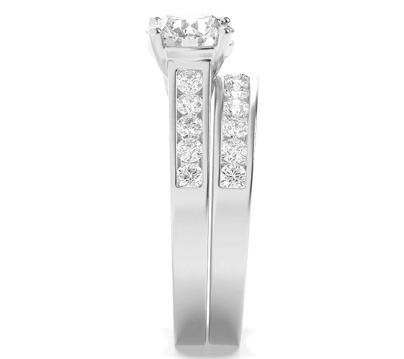 Fire Light Lab Grown Diamond Round Cut Wedding Ring Set, 14K — View 3