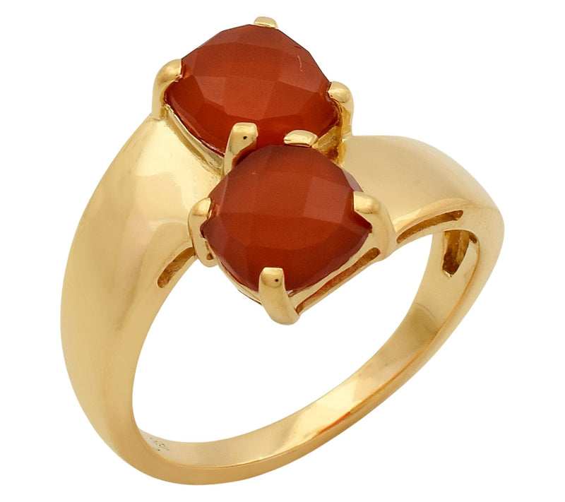 Affinity Gems Carnelian Bypass Ring, 14K Gold Plated — View 8