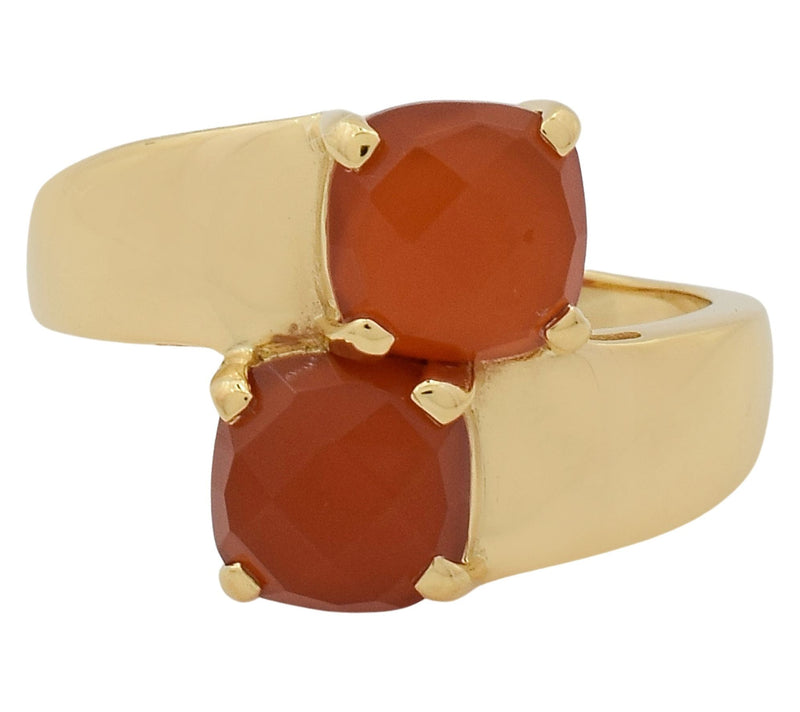 Affinity Gems Carnelian Bypass Ring, 14K Gold Plated — View 2