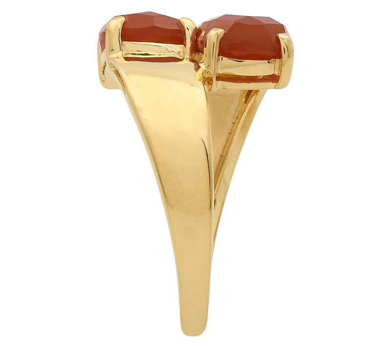 Affinity Gems Carnelian Bypass Ring, 14K Gold Plated — View 4