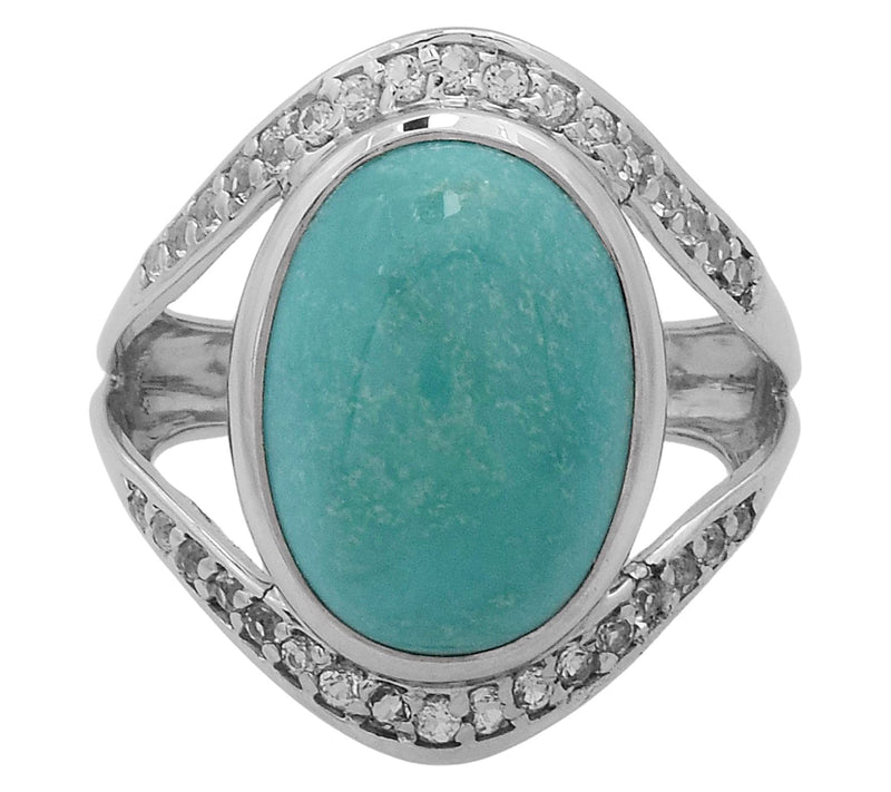 Affinity Gems Turquoise & White Topaz Ring, Sterling Silver — View 2