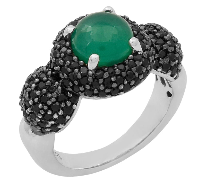 Affinity Gems Black Spinel & Green Chalcedony Ring, Sterling — Main view
