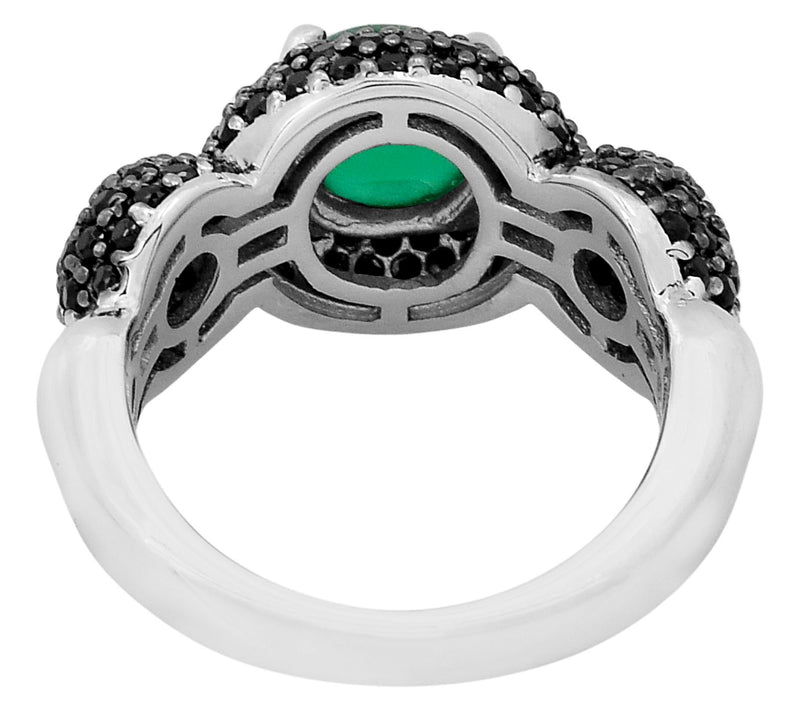 Affinity Gems Black Spinel & Green Chalcedony Ring, Sterling — View 4