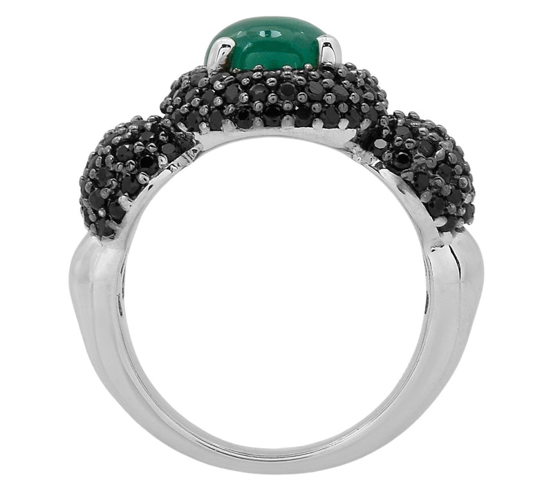 Affinity Gems Black Spinel & Green Chalcedony Ring, Sterling — View 3