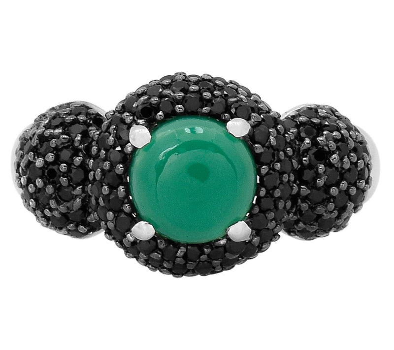 Affinity Gems Black Spinel & Green Chalcedony Ring, Sterling — View 2