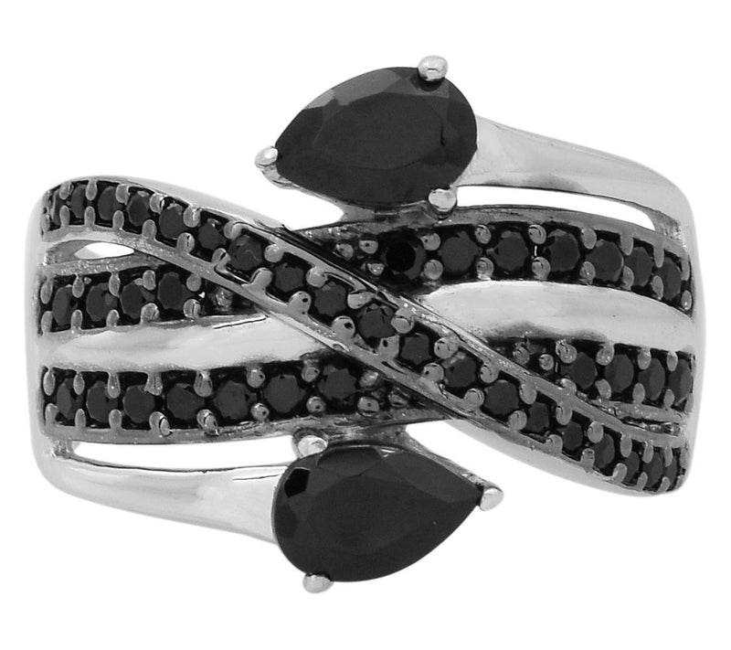 Affinity Gems Black Spinel Bypass Ring, Sterling Silver — View 2