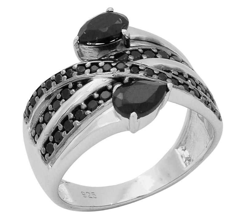 Affinity Gems Black Spinel Bypass Ring, Sterling Silver — View 8