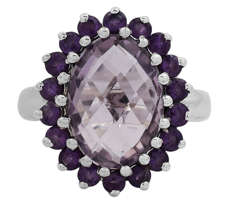 Affinity Gems Rose De France Amethyst & Amethyst Halo Ring — View 2