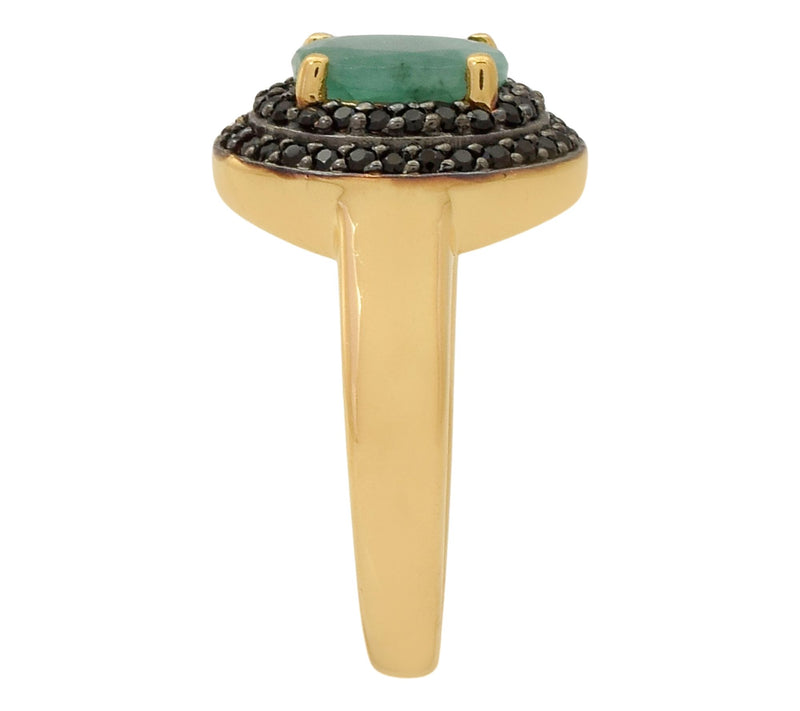 Affinity Gems Emerald & Black Spinel Halo Ring,14K Plated — View 3