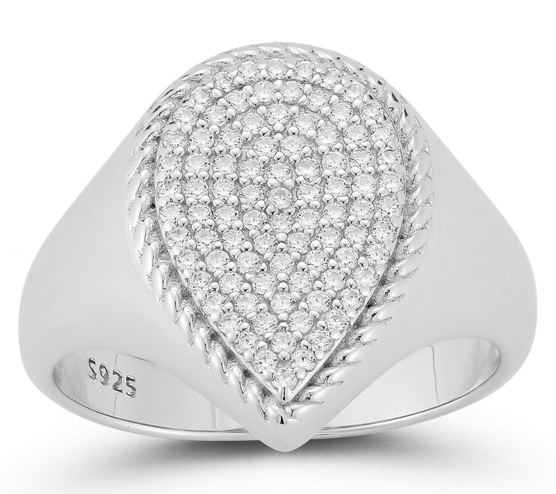 Rachel Zoe Pave Pear Signet Ring, Sterling Silver — View 8