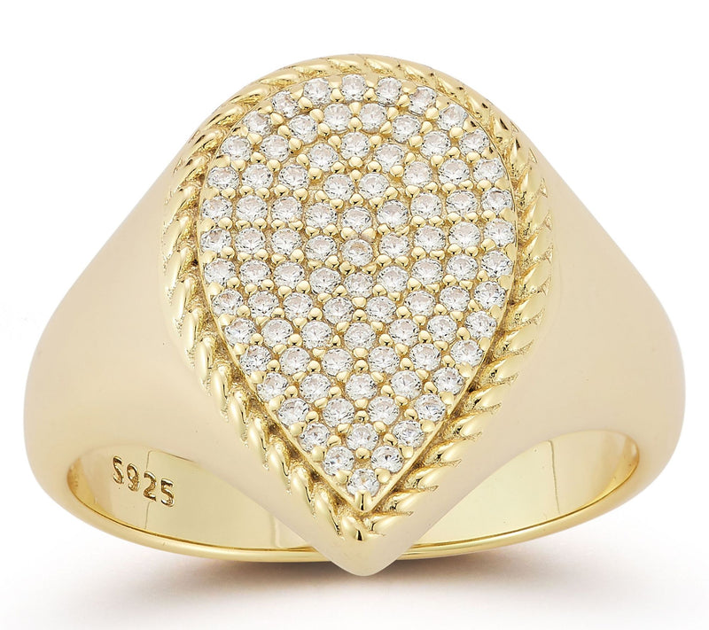 Rachel Zoe Pave Pear Signet Ring, Sterling Silver — View 9