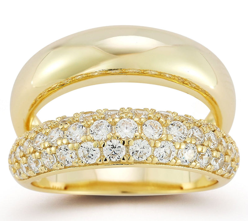 Rachel Zoe Mulit-Row Pave Band Ring, Sterling Silver — Main view