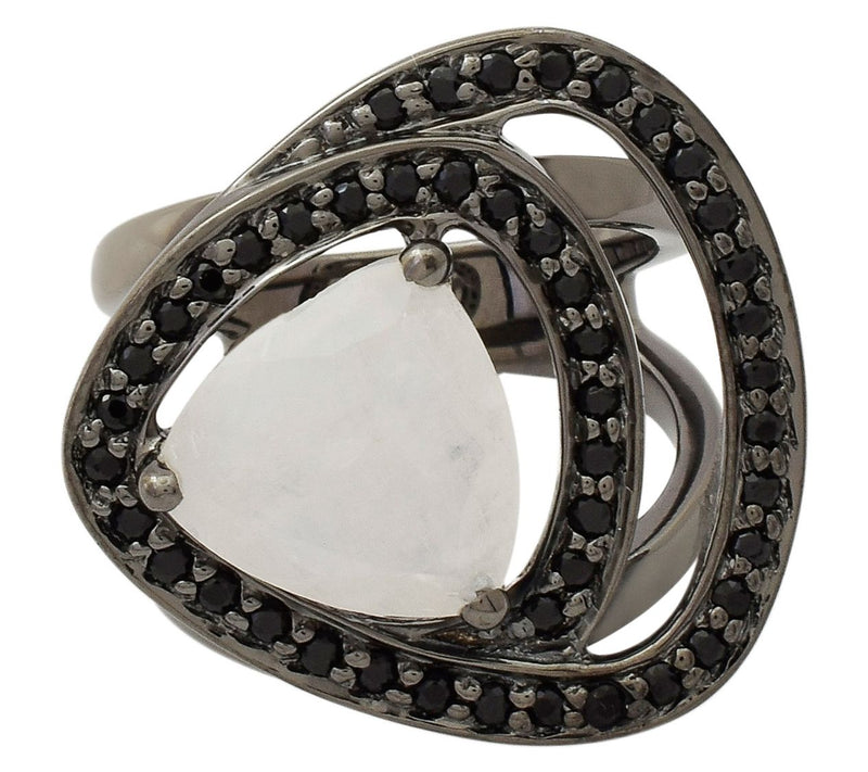 Affinity Gems Moonstone & Black Spinel Ring, Sterling — View 2