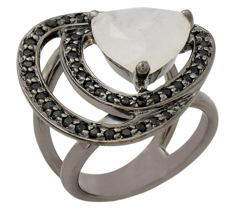 Affinity Gems Moonstone & Black Spinel Ring, Sterling — View 9