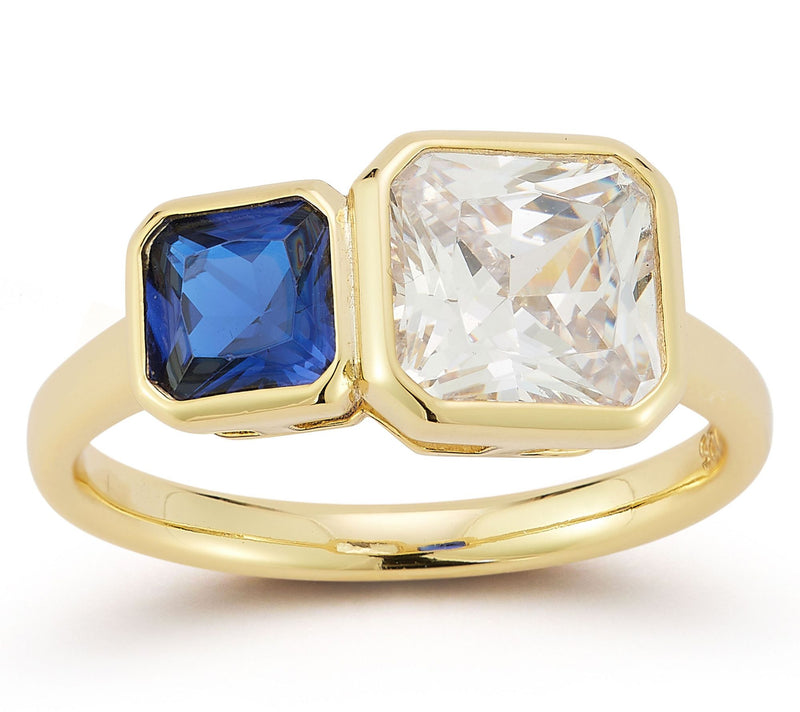 Rachel Zoe Duo Radiant Cut Ring, 14K Gold Plated — View 9