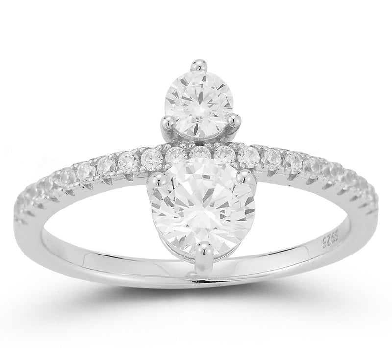 Rachel Zoe Double Center Design Pave Band Ring,Sterling — View 8