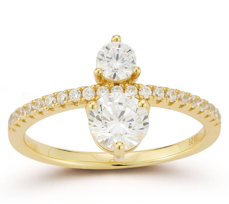 Rachel Zoe Double Center Design Pave Band Ring,Sterling — Main view