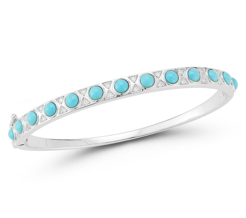 Rachel Zoe Simulated Turquoise Pave Bangle, Sterling — View 7