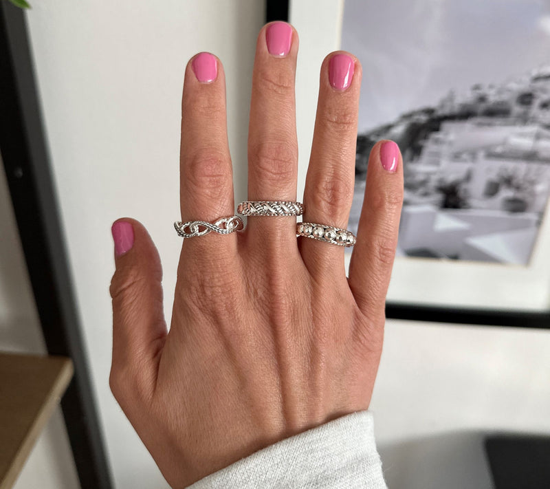 JAI Sterling Silver Sukhothai Texture Band Ring — View 5